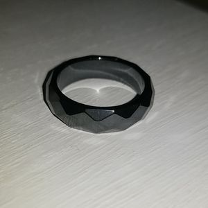 Faceted Hematite Ring